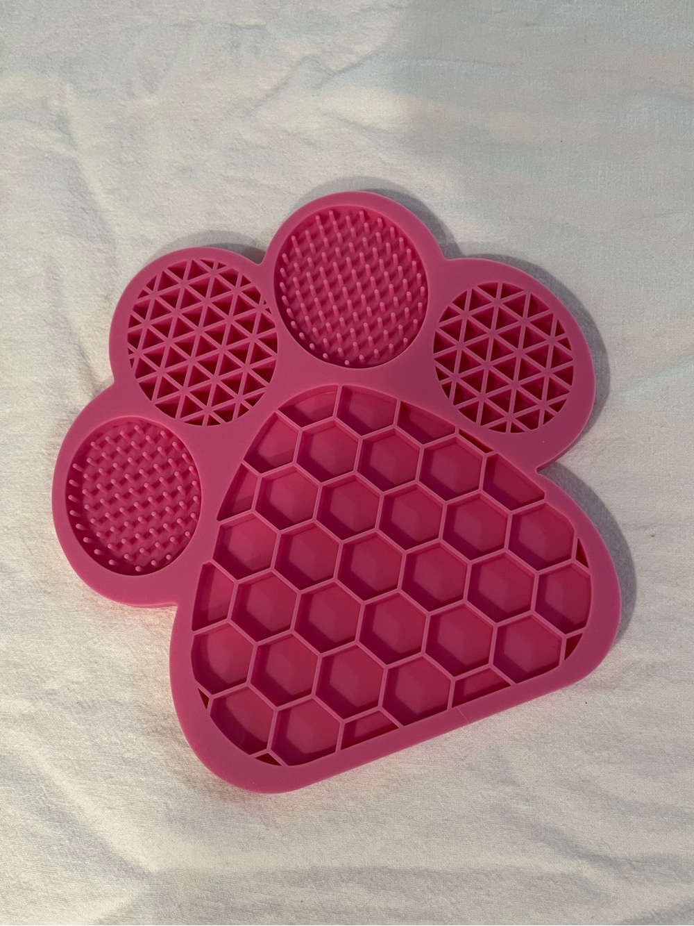 Pink Paw-Shaped Silicone Treat Mat